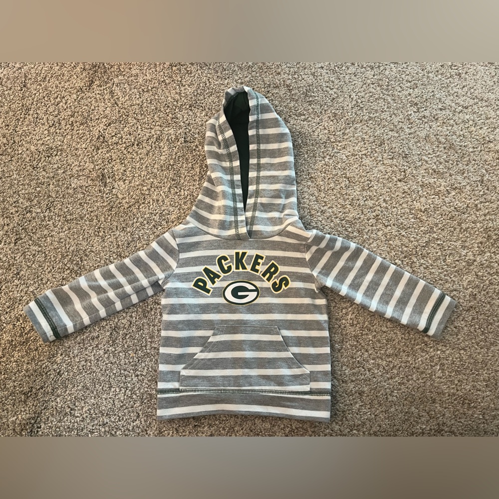 NFL Green Bay Packers Kids Gray and White Hoodie